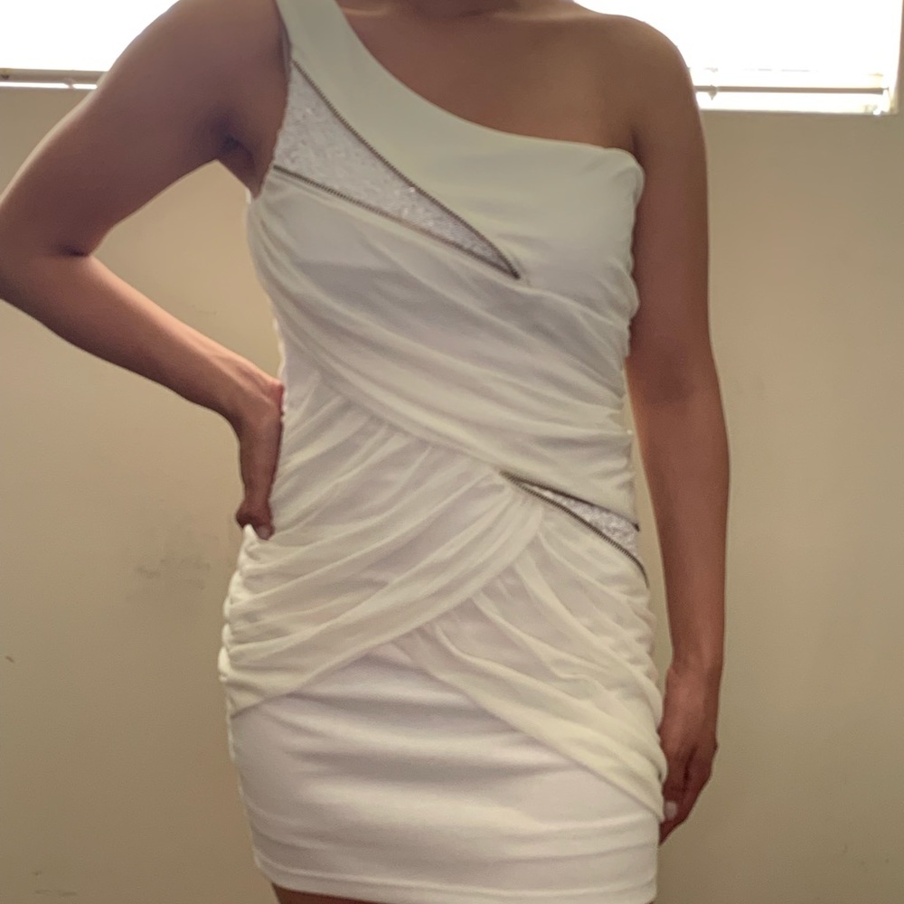 One shoulder mini white Dress